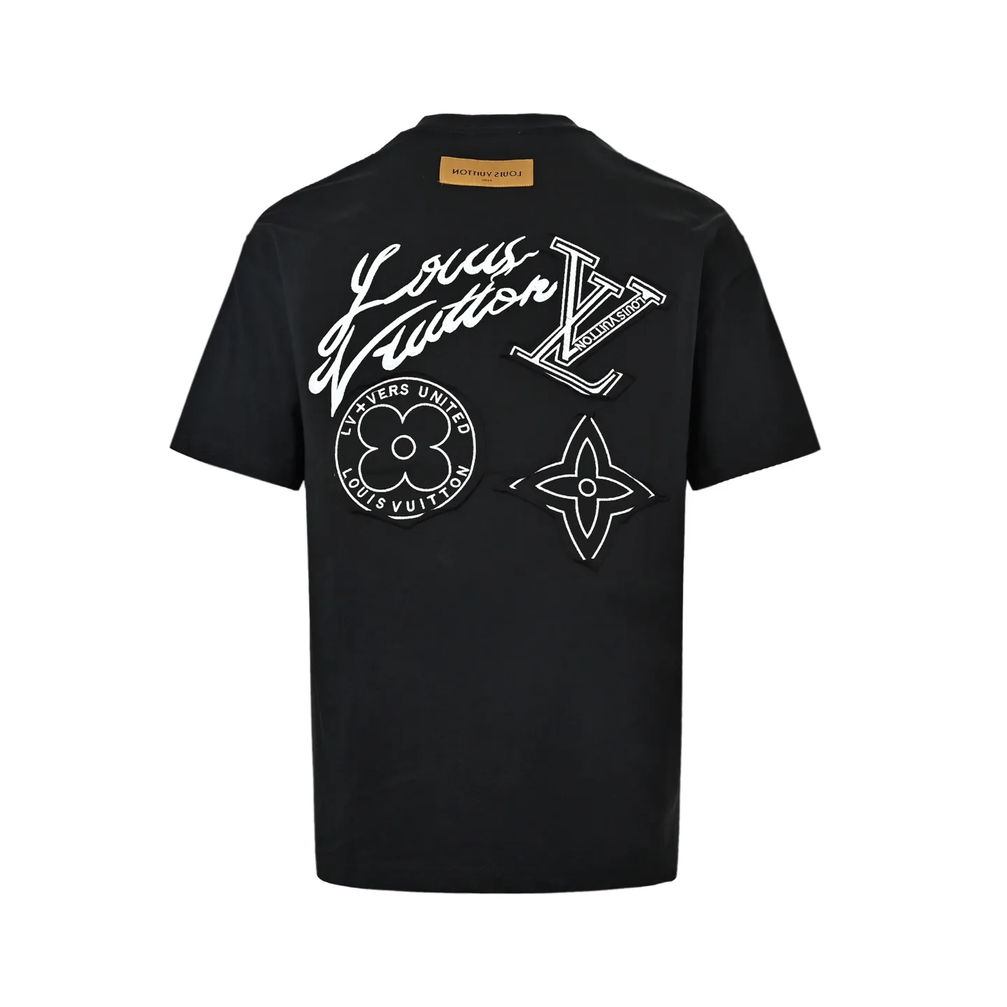 Louis Vuitton/Louis Vuitton three-flower large patch embroidered round neck short sleeves on the back